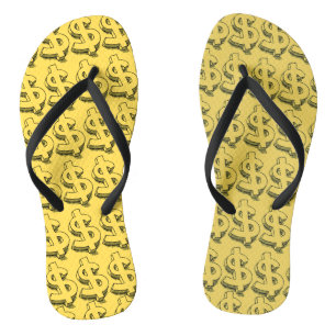 gold dolar flip flops