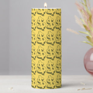 gold dolar pillar candle
