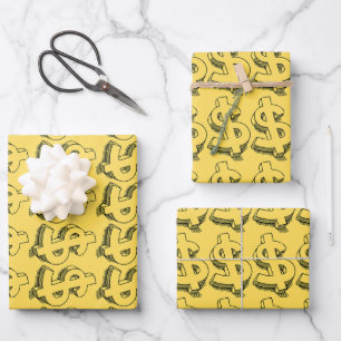gold dolar wrapping paper sheets