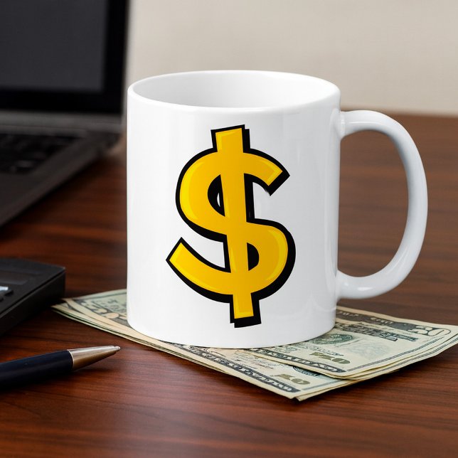 Gold Dollar Sign Bold Yellow Money Symbol Coffee Mug (Creator Uploaded)