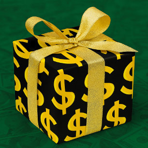 Gold Dollar Sign Bold Yellow Money Symbol Wrapping Paper