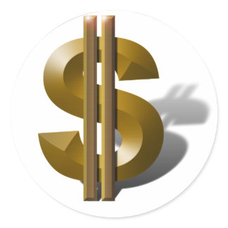 Gold Dollar Sign Classic Round Sticker