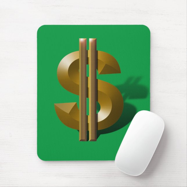 Gold Dollar Sign Mouse Pad (With Mouse)