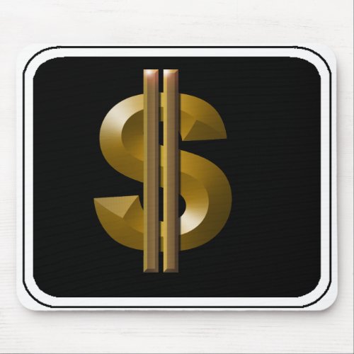 Gold Dollar Sign Mouse Pad