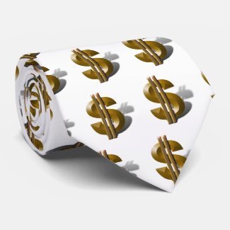 Gold Dollar Sign Neck Tie