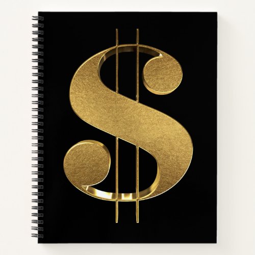 Gold Dollar Sign Notebook