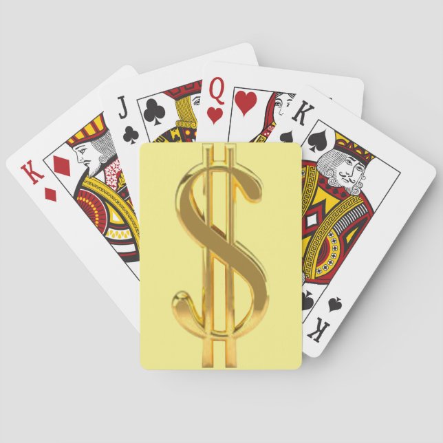 Gold Dollar Sign on Yellow Playing Cards (Back)