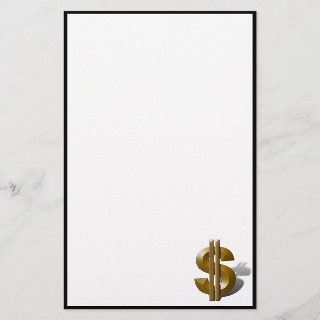 Gold Dollar Sign Stationery (Front)