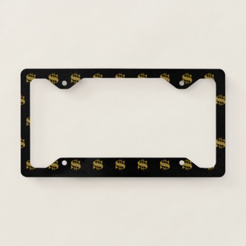 Gold Dollar Signs License Plate Cover
