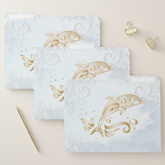 Gold Dolphin File Folders (Set)