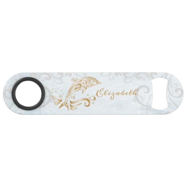 Gold Dolphin Personalized Bottle Opener (Front (Horizontal))