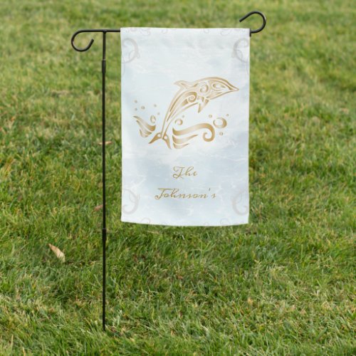 Gold Dolphin Personalized Garden Flag