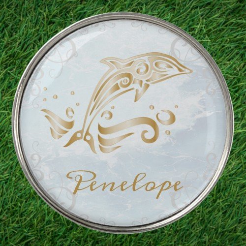 Gold Dolphin Personalized Golf Ball Marker