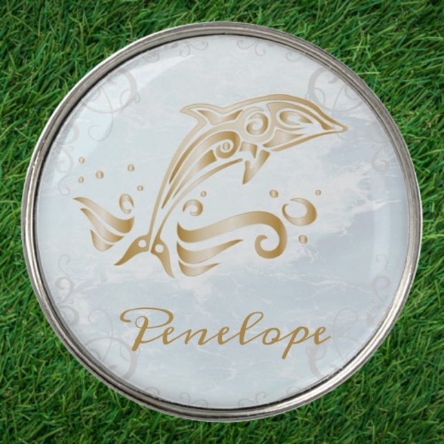 Gold Dolphin Personalized Golf Ball Marker (Gold Dolphin Personalized Golf Ball Marker)