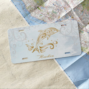 Gold Dolphin Personalized License Plate