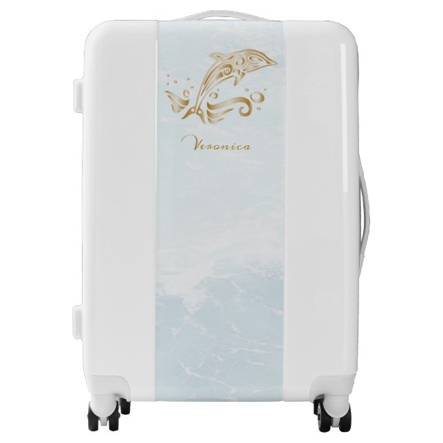 Gold Dolphin Personalized Luggage (Front)