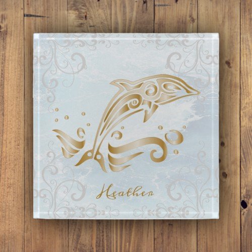 Gold Dolphin Personalized Paperweight