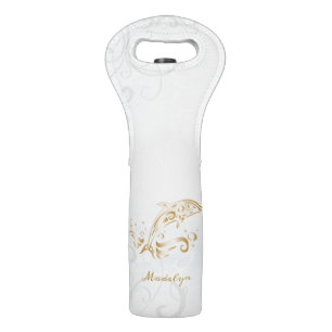 Gold Dolphin Personalized Wine Bag