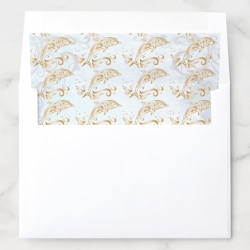 Gold Dolphin Wedding Envelope Liner