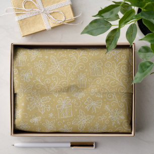 Gold Doodle Christmas Sleigh Pattern Tissue Paper