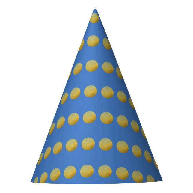 Gold Dot blue party hats (Front)