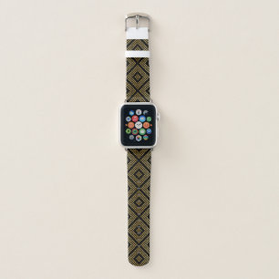 Gold Dot Geometric Pattern on Black Apple Watch Band