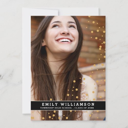 Gold Dot Glam Photo Graduation Party Invitation