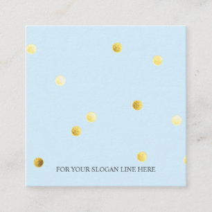 Gold Dot Pattern Baby Blue Square Business Card