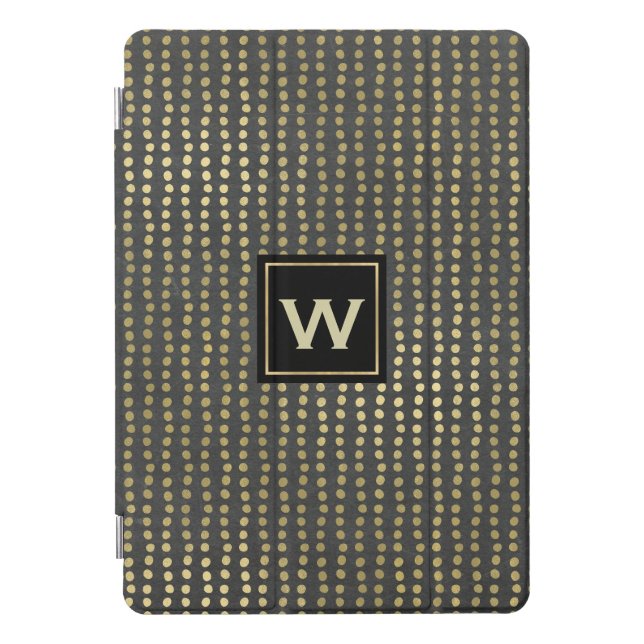 Gold Dot Pattern Monogrammed iPad Pro Cover (Front)