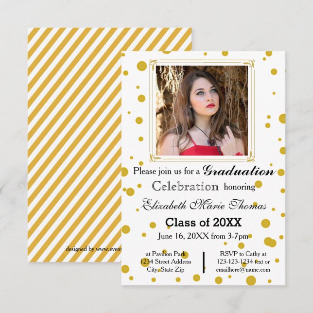 Gold Dots - 3x5 Graduation Announcement (Front/Back)