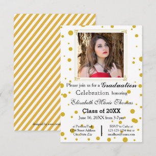 Gold Dots - 3x5 Graduation Announcement
