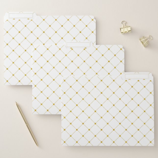 Gold dots and lines geometric pattern file folder (Set)