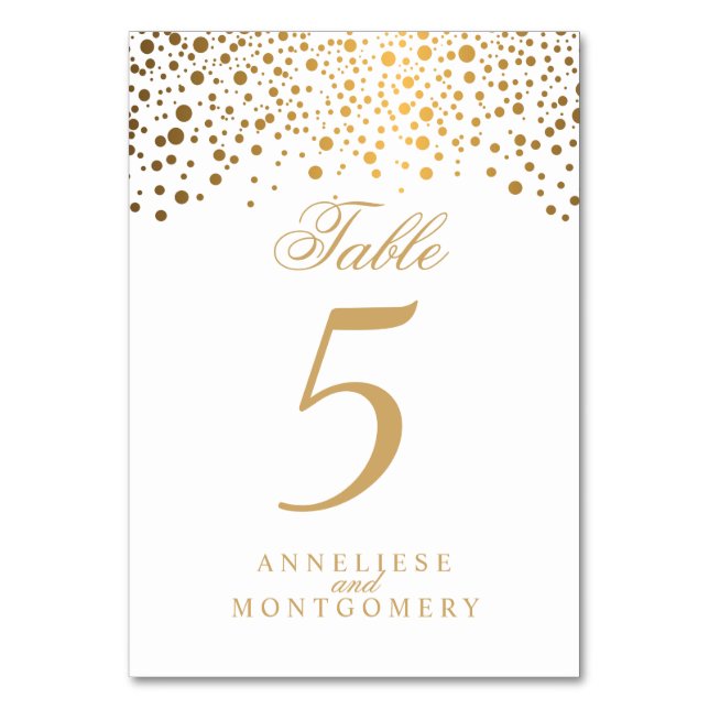 Gold Dots and White - Table Number (Front)