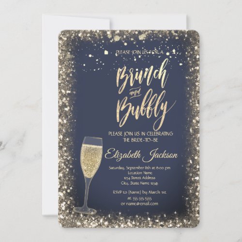Gold Dots Champagne Glass Frame Bridal Shower Invitation