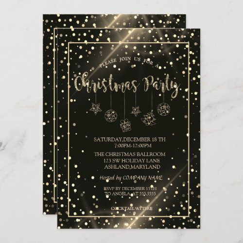 Gold DotsChristmas Balls Company Christmas Party Invitation
