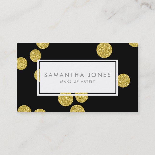 Gold Dots Classic Modern Make Up Artist Business Card (Front)