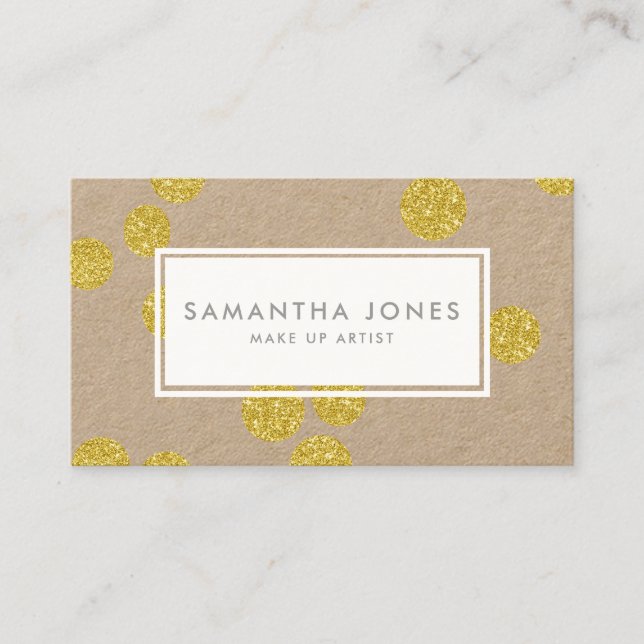 Gold Dots Classic Modern Make Up Artist Business Card (Front)