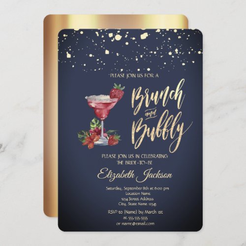 Gold Dots Cocktail Glass Bridal Shower Invitation