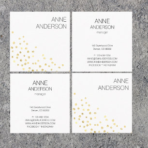 Gold Dots Confetti Simple Minimal White Square Business Card