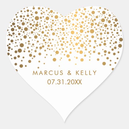 Gold Dots Confetti | Wedding Heart Sticker