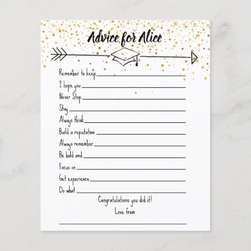 gold dots elegant graduation advice wisdom notes flyer