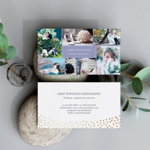 Gold Dots Heather Photo Collage Photographer Business Card