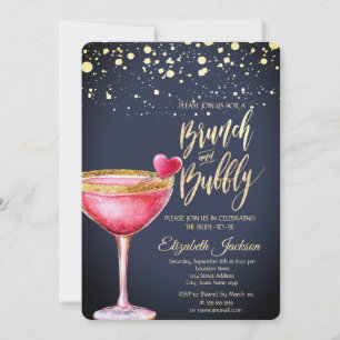 Gold Dots Martini Glass Heart Bridal Shower Invitation