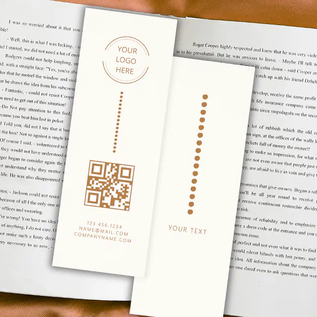 Gold Dots Minimalist Cream Logo Qr Code Business Bookmarks | Zazzle