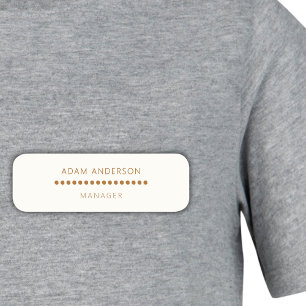 Gold Dots Minimalist Simple Professional Cream Name Tag