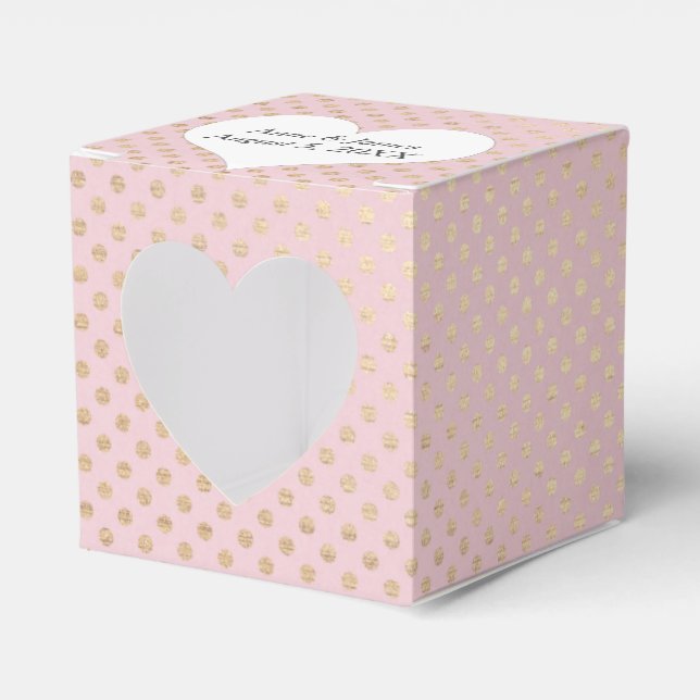 Gold Dots On Blush Pink Favor Boxes (Front Side)