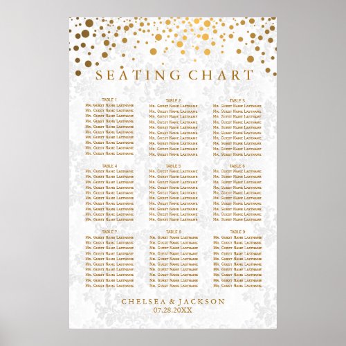 Gold Dots on Texture Damask _ 9 Seating Chart