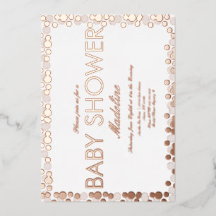 Gold Dots Pattern Baby Shower Foil Invitation