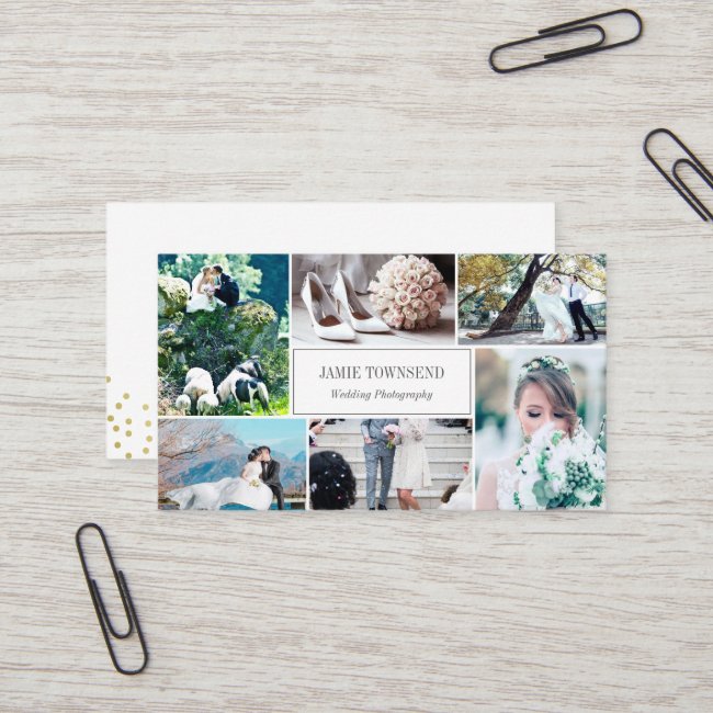 Gold Dots Photo Collage Professional Photographer Business Card