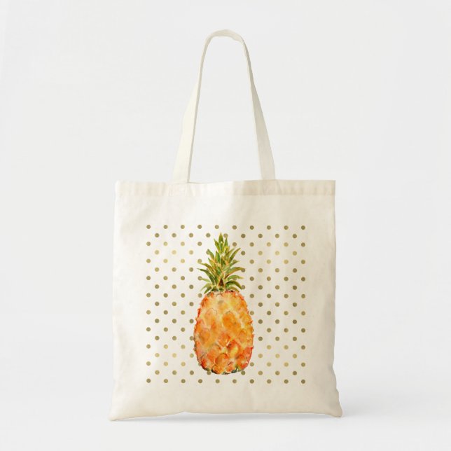 Gold Dots Pineapple Tote Bag (Front)